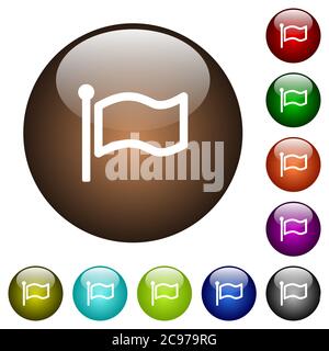 Icone bianche su pulsanti rotondi in vetro di colore Illustrazione Vettoriale