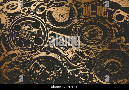 Lussuoso sfondo in metallo nero dorato con finitura in metallo temperato. Illustrazione Vettoriale