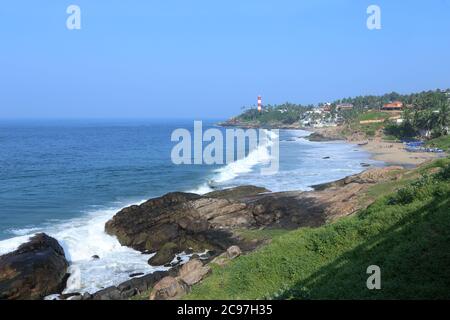 Vizhinjam, spiaggia, luce, Casa, Thiruvananthapuram, kerala, India Foto Stock