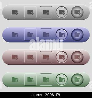 Icone di elaborazione delle directory sulle barre dei menu orizzontali arrotondate in diversi colori e stili di pulsanti Illustrazione Vettoriale