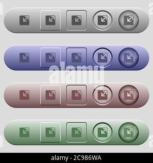 Ridimensiona le icone delle finestre sulle barre dei menu orizzontali arrotondate in colori e stili di pulsanti diversi Illustrazione Vettoriale