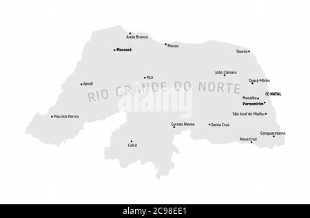Rio Grande do Norte stato mappa Illustrazione Vettoriale