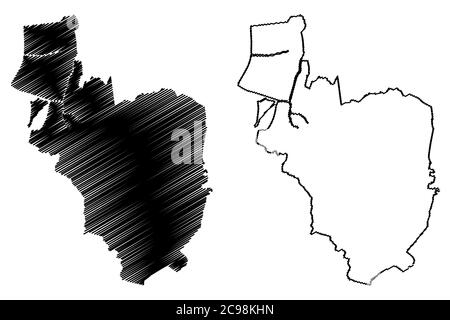 Paranaque City (Repubblica delle Filippine, Metro Manila, Regione capitale Nazionale) mappa vettoriale illustrazione, abbozzare mappa Città di Paranaque mappa Illustrazione Vettoriale