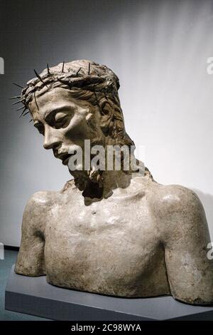 Italia Lombardia Milano Museo Diocesano - Ecce Homo - stucco dipinto di Bottega lucchese Foto Stock