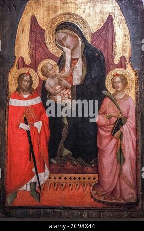 Italia Lombardia Milano Museo Diocesano - Madonna col Bambino intronizzata tra i Santi Giuliano e Caterina D'Alessandria di Agnolo Gattisec: XIII Foto Stock