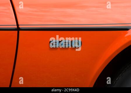 Logo Big Bad Orange 1970 AMC Javelin 360 parafango anteriore Foto Stock