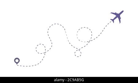 Percorso aereo di disegno artistico. Icona vettore linea aerea. Elemento grafico concetto astratto per la presentazione del trasporto aereo Illustrazione Vettoriale