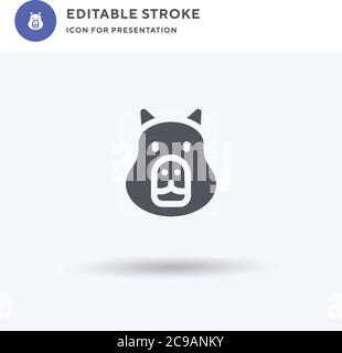 Vettore di icone di capibara, segno piatto riempito, pittogramma solido isolato su bianco, illustrazione del logo. Icona di capybara per la presentazione. Illustrazione Vettoriale