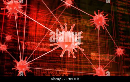Virus in computer - rendering 3D Foto Stock