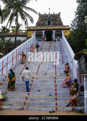 Il tempio di Kumaracoil Murugan, Tamil Nadu, è famoso per i suoi templi indù in stile dravidiana. Una terra di patrimonio culturale e religioso Foto Stock