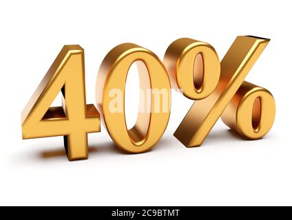 Sconto del 40% sulle parole isolato su bianco. rendering 3d Foto Stock