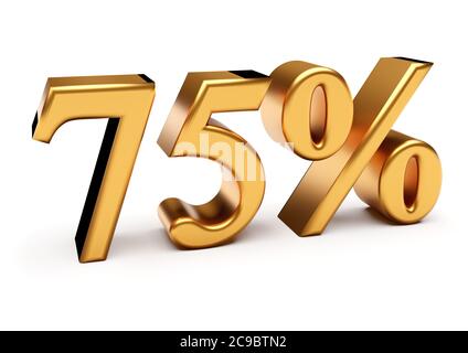 Sconto del 75% sulle parole isolato su bianco. rendering 3d Foto Stock