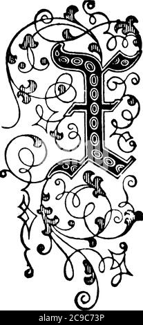 Una rappresentazione tipica della lettera, 'maiuscola-X', scritta floreale ornamentale. L'alfabeto è decorato ed è rappresentato in una forma elegante, tinta Illustrazione Vettoriale