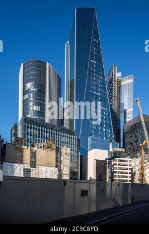 Vista a nord-ovest da Fenchurch Street. 52 Lime Street - The Scalpel, Londra, Regno Unito. Architetto: Kohn Pedersen Fox Associates (KPF), 20 Foto Stock