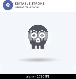 Vettore icona cranio, segno piatto riempito, pittogramma solido isolato su bianco, illustrazione del logo. Icona cranio per la presentazione. Illustrazione Vettoriale