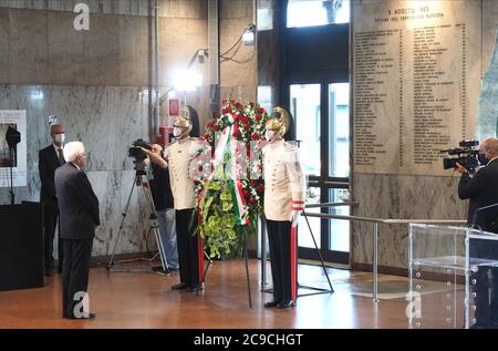 Bologna, Italia. 30 luglio 2020. Visita presidente della Repubblica Sergio Mattarella dura visita presidente della Repubblica Sergio Mattarella a Bologna per 40° anniversario fase del 2 Agosto 1980, News a Bologna, Italia, 30 luglio 2020 Credit: Independent Photo Agency/Alamy Live News Foto Stock