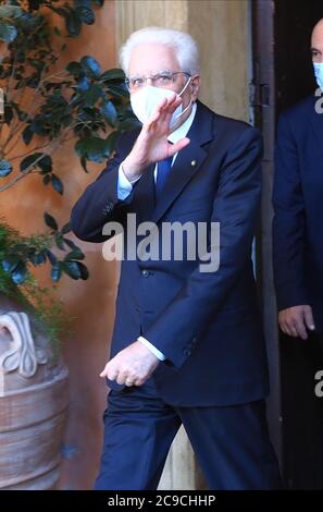 Bologna, Italia. 30 luglio 2020. Presidente della Repubblica Sergio Mattarella dura visita presidente della Repubblica Sergio Mattarella a Bologna per 40° anniversario stazione del 2 Agosto 1980, News in Bologna, Italia, 30 luglio 2020 Credit: Independent Photo Agency/Alamy Live News Foto Stock
