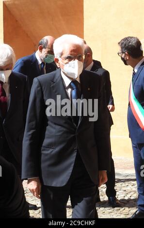 Bologna, Italia. 30 luglio 2020. Presidente della Repubblica Sergio Mattarella dura visita presidente della Repubblica Sergio Mattarella a Bologna per 40° anniversario stazione del 2 Agosto 1980, News in Bologna, Italia, 30 luglio 2020 Credit: Independent Photo Agency/Alamy Live News Foto Stock