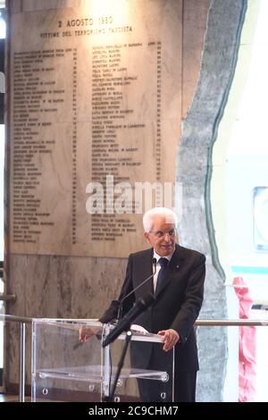 Bologna, Italia. 30 luglio 2020. Presidente della Repubblica Sergio Mattarella dura visita presidente della Repubblica Sergio Mattarella a Bologna per 40° anniversario stazione del 2 Agosto 1980, News in Bologna, Italia, 30 luglio 2020 Credit: Independent Photo Agency/Alamy Live News Foto Stock