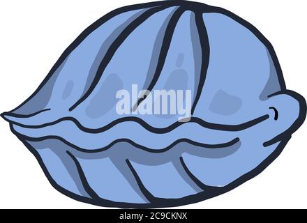 Ostrica blu chiusa, illustrazione, vettore su sfondo bianco Illustrazione Vettoriale