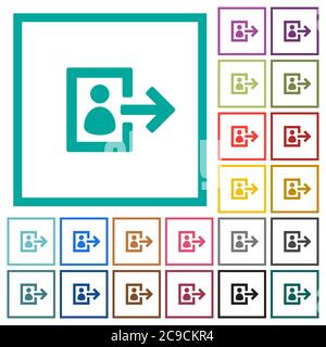 L'utente disconnettersi da icone a colori piatti con cornici quadranti su sfondo bianco Illustrazione Vettoriale