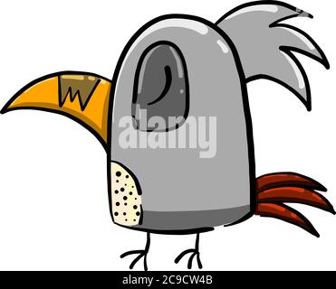Uccello grigio, illustrazione, vettore su sfondo bianco Illustrazione Vettoriale