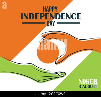Giornata felice di indipendenza Niger, 3 agosto, poster, flat illustrazione, vettore Illustrazione Vettoriale