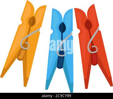 Clothespins, illustrazione, vettore su sfondo bianco Illustrazione Vettoriale