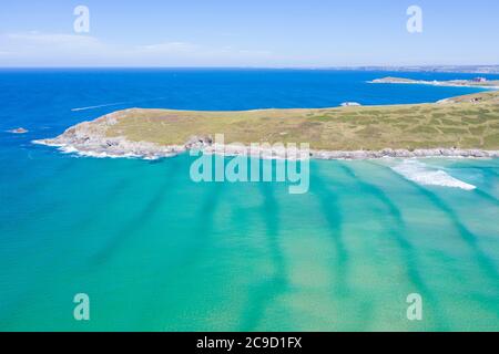 Fotografia aerea di Crantock Bay, Newquay, Inghilterra Foto Stock