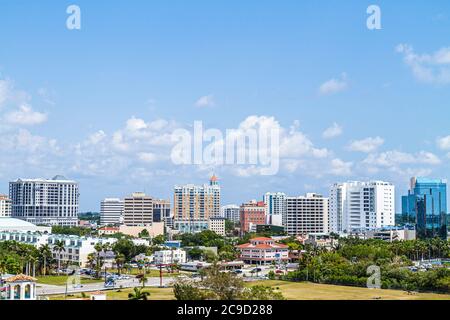 Sarasota Florida, centro, skyline, edifici, skyline città, paesaggio urbano, visitatori viaggio viaggio turistico turismo punto di riferimento cultura culturale, Foto Stock