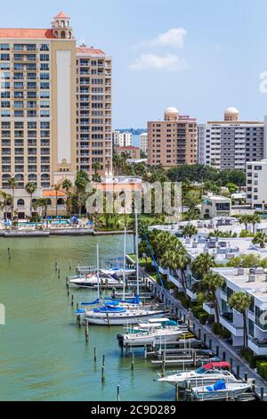 Sarasota Florida,Ritz Carlton Sarasota,hotel hotel hotel alloggio motel, marina,Sarasota Bay Water,Golfo del Messico Coast,visitatori viaggio Foto Stock