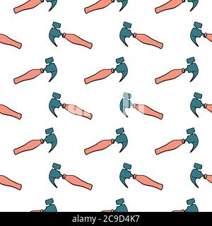 Martello grigio, motivo senza cuciture su sfondo bianco. Illustrazione Vettoriale