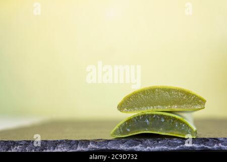 Foglie fresche di aloe vera con spazio per la copia Foto Stock