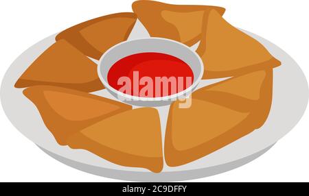 Cibo samosa, illustrazione, vettore su sfondo bianco Illustrazione Vettoriale