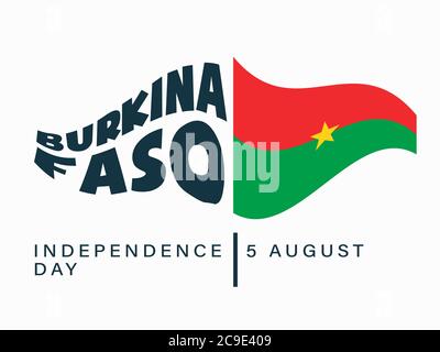 Happy Independence Day Burkina Faso, 5 agosto, poster effetto bandiera, piatto, illustrazione vettore Illustrazione Vettoriale