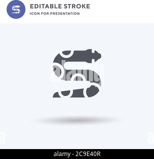 Vettore di icone Python, segno piatto riempito, pittogramma solido isolato su bianco, illustrazione del logo. Icona Python per la presentazione. Illustrazione Vettoriale