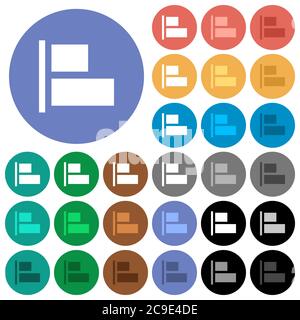 Allinea alle icone piatte multicolore di sinistra su sfondi rotondi. Incluse variazioni delle icone bianche, chiare e scure per il passaggio del mouse e gli effetti di stato attivo e b Illustrazione Vettoriale