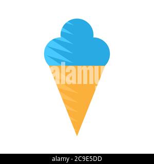 icona di gelato blu in un cono su uno sfondo bianco isolato. Immagine vettoriale Illustrazione Vettoriale