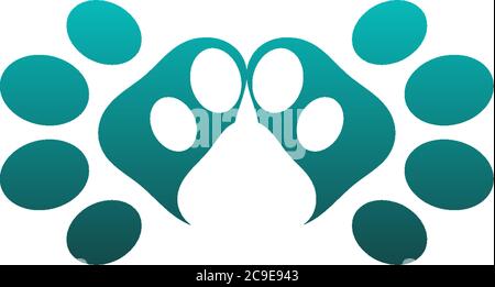 Illustrazione del concetto di design dell'icona del logo Dog Footprint Illustrazione Vettoriale