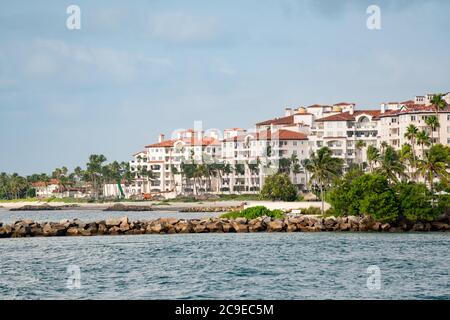 Fisher Island Miami Beach FL shot con teleobiettivo Foto Stock