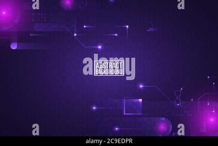 Sfondo high tech. Circuito stampato con luci brillanti. Sfondo a matrice con numeri in discesa casuali. Background tecnologico futuristico. Vettore Illustrazione Vettoriale