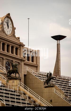 Barcellona, Spagna 05/02/2010: Interno di Estadi Olimpic Lluis Companys, lo stadio utilizzato durante le olimpiadi estive di Barcellona del 1992. Caratteristiche dell'immagine Foto Stock