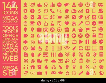 Set di icone, Quality Universal Pack, Big Icon Collection Vector Design EPS 10 Illustrazione Vettoriale