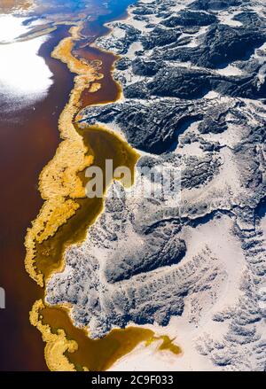 Vista aerea, Laguna de Antofagasta, Antofagasta de la Sierra, la Puna, Argentina, Sud America, America Foto Stock