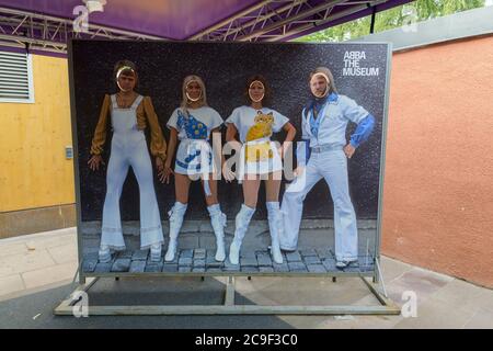 Foto della famosa band svedese di ABBA al Museo di ABBA in Svezia Foto Stock