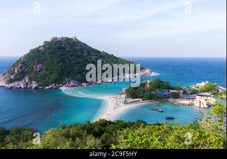 La bella isola di Koh Nang Yuan a Koh Tao, Thailandia Foto Stock