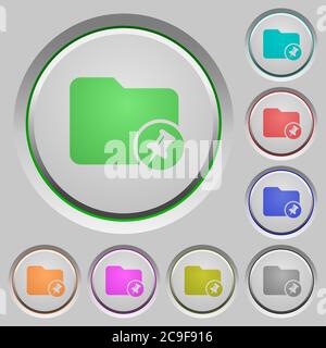 Icone a colori della directory dei pin sui pulsanti affondati Illustrazione Vettoriale