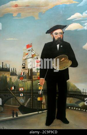 Henri Rousseau (1844-1910) chiamato le Douanier. Pittore francese. Io stesso. Verticale. Orizzontale, 1890. Galleria Nazionale. Praga. Repubblica Ceca. Foto Stock