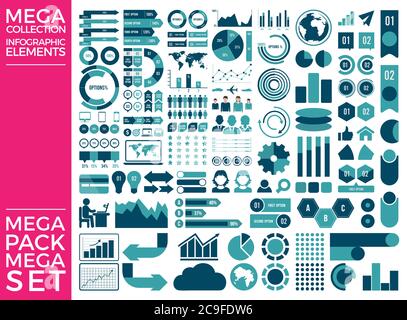 Mega Pack e Set elementi infografici Vector Design EPS 10 Illustrazione Vettoriale