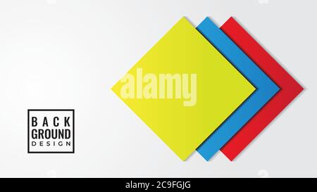 Illustrazione vettoriale colorata a forma quadrata con strati e spazio vuoto. Modello di progettazione di sfondo astratto. Tema colore giallo Rosso Blu. Semplice e pulito Illustrazione Vettoriale